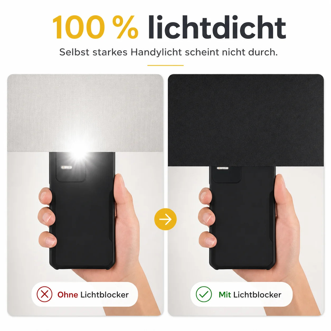 Lichtblocker 100 Prozent lichtdicht — Handylicht Test